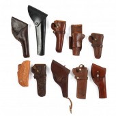 GROUPING OF TEN VINTAGE LEATHE