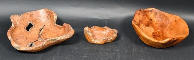 GROUPING OF THREE BURLED WOOD