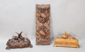 GROUPING OF THREE CARVED BLACK