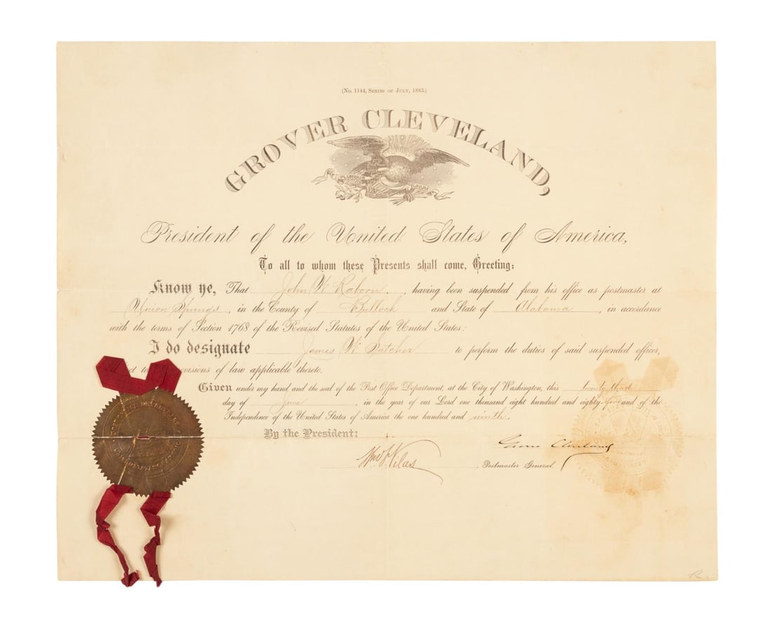 GROVER CLEVELAND SIGNED