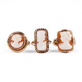 GRP: 3 CARVED CAMEO & GOLD RIN