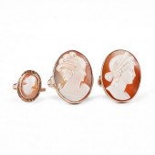 GRP: 3 CARVED SHELL CAMEO & GO