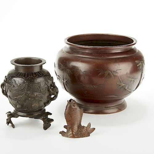 GRP: 3 JAPANESE BRONZE CENSERS