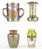 GRP: 4 ART NOUVEAU GLASS VASES