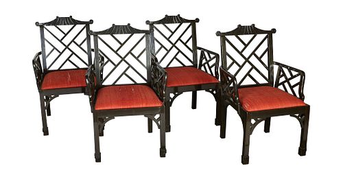 GRP: 4 CHINOISERIE LACQUERED