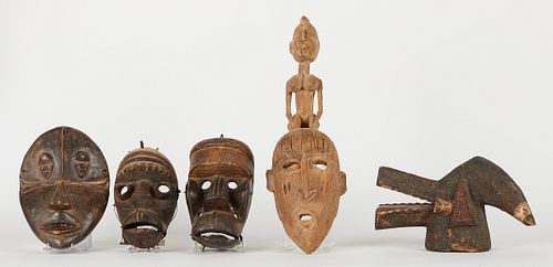 GRP: 5 20TH C. AFRICAN CARVED