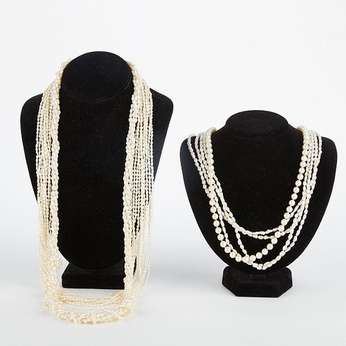 GRP: 5 PEARL NECKLACES W/ 2