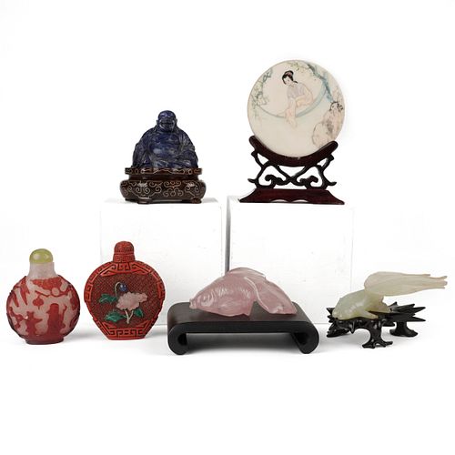 GRP: 6 20TH C. JADE & HARDSTONE