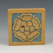 Grueby floral tile with two-to
