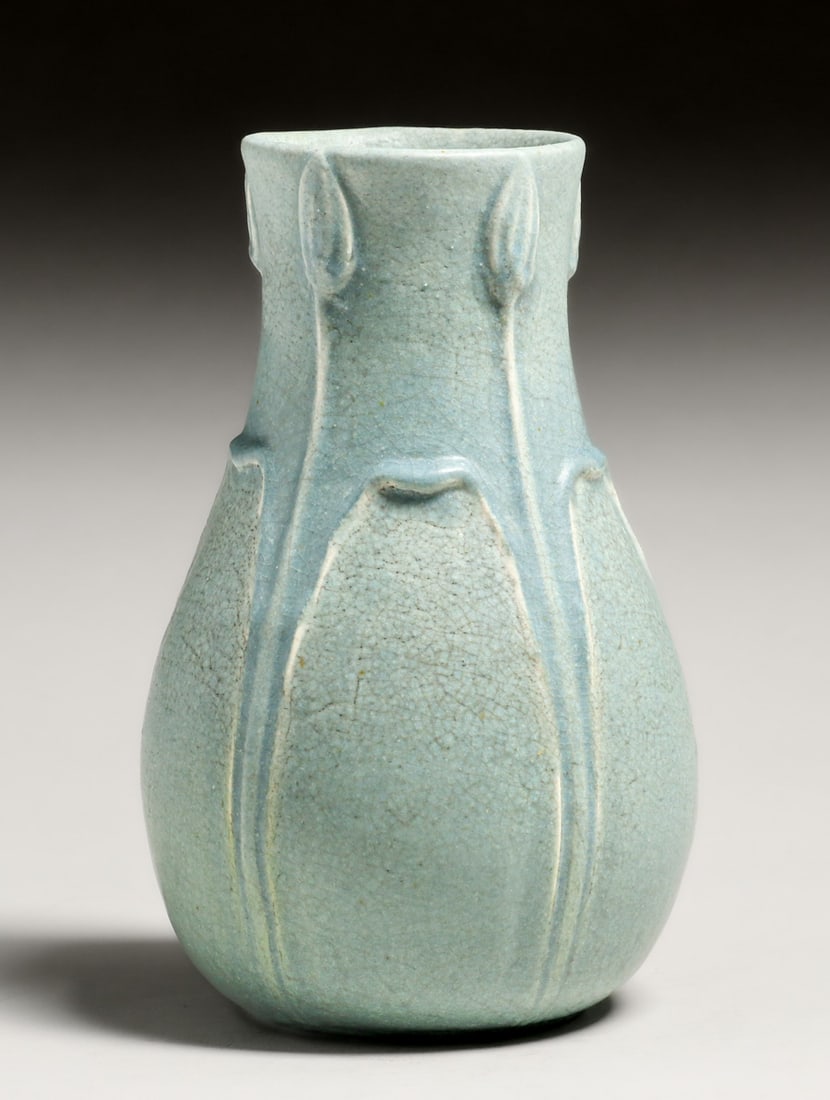GRUEBY POTTERY MATTE BLUE LEAVES