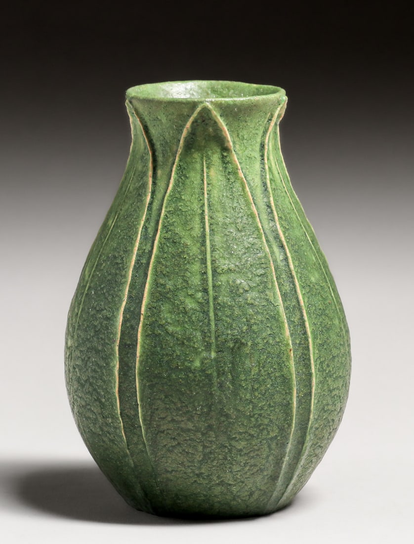 GRUEBY POTTERY MATTE GREEN VASE