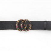 GUCCI BLACK CALFSKIN CRYSTAL G