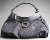 GUCCI BLACK GG CANVAS AND LEAT