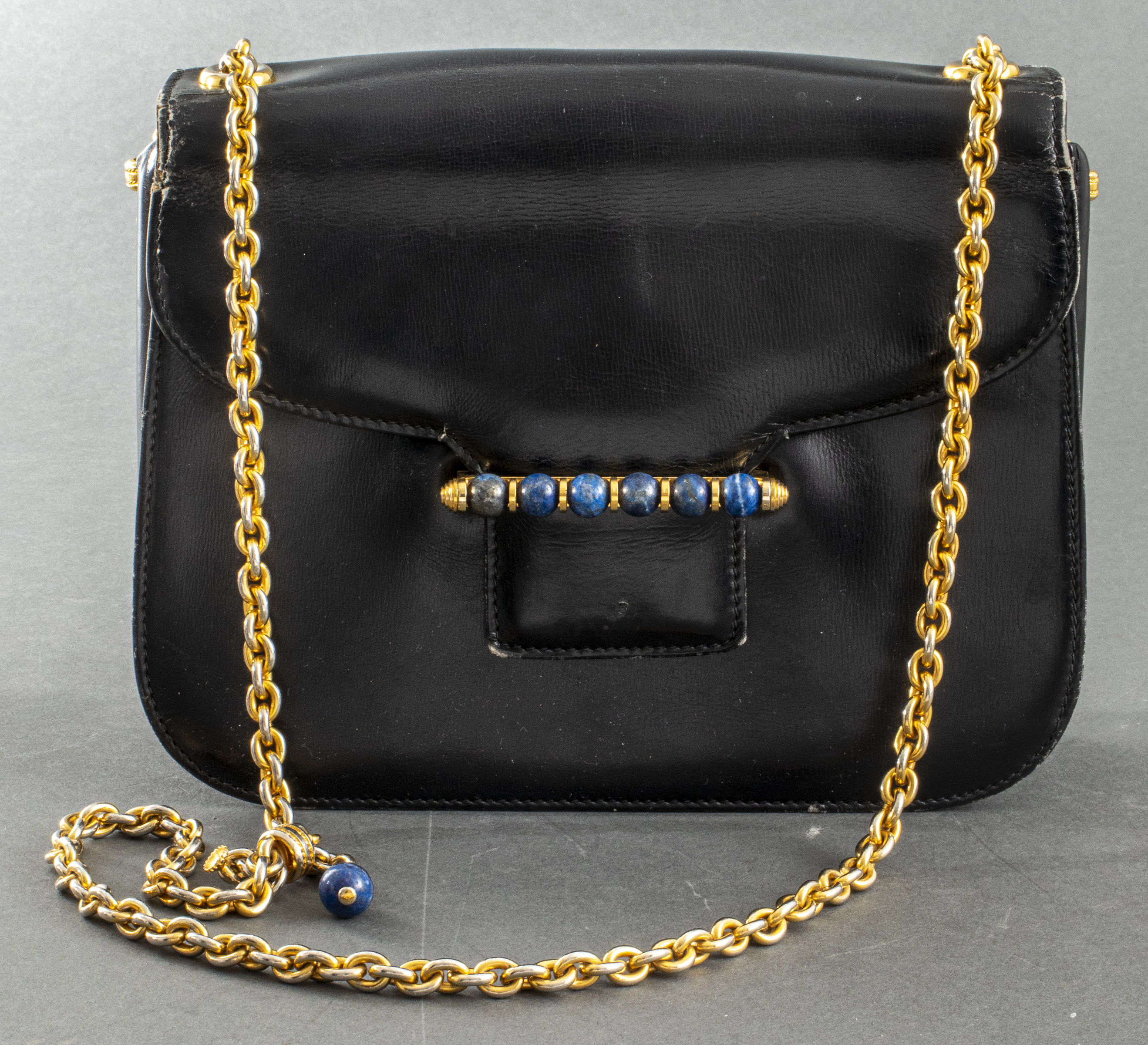 GUCCI BLACK LEATHER AND LAPIS