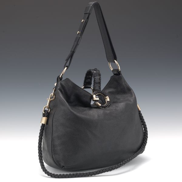 GUCCI BLACK LEATHER HOBO BAG  16" x
