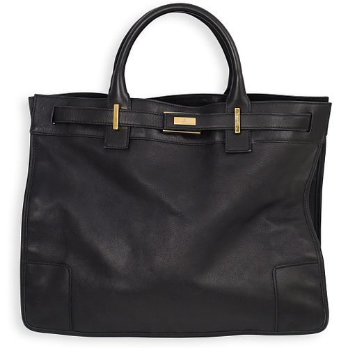 GUCCI BLACK LEATHER TOTE