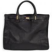 GUCCI BLACK LEATHER TOTE BAGDE