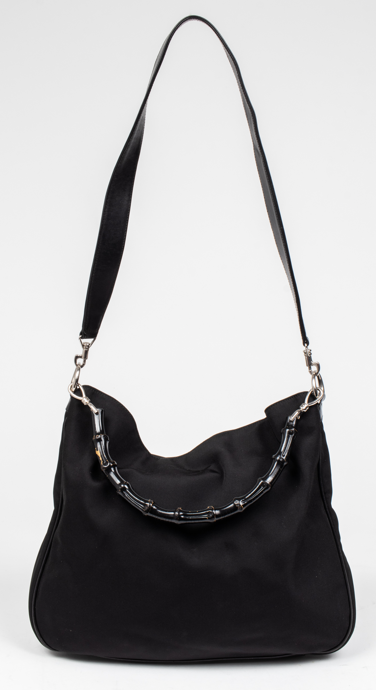 GUCCI BLACK NYLON AND LEATHER