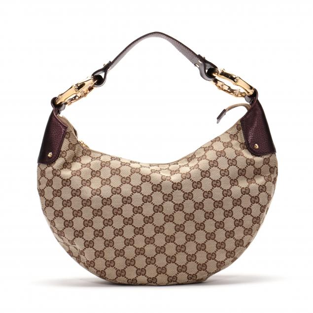 GUCCI BROWN GG MONOGRAM CANVAS HOBO