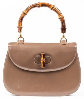 GUCCI BROWN LEATHER BAMBOO HAN