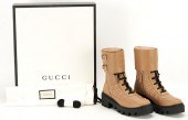 GUCCI FRANCES TAN COMBAT BOOTS