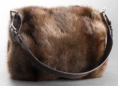 GUCCI FUR FLAP HANDBAG WITH LE