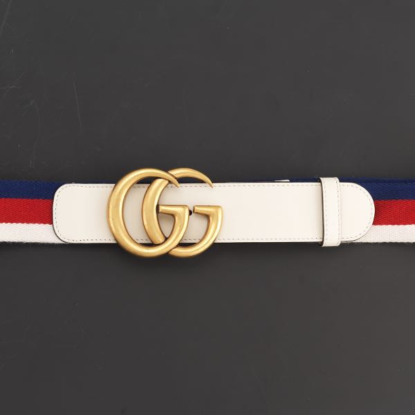 GUCCI GG CANVAS AND LEATHER BELT