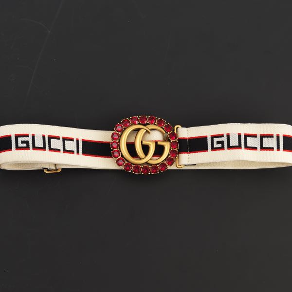 GUCCI GG CANVAS BELT WITH CRYSTAL