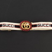 GUCCI GG CANVAS BELT WITH CRYS