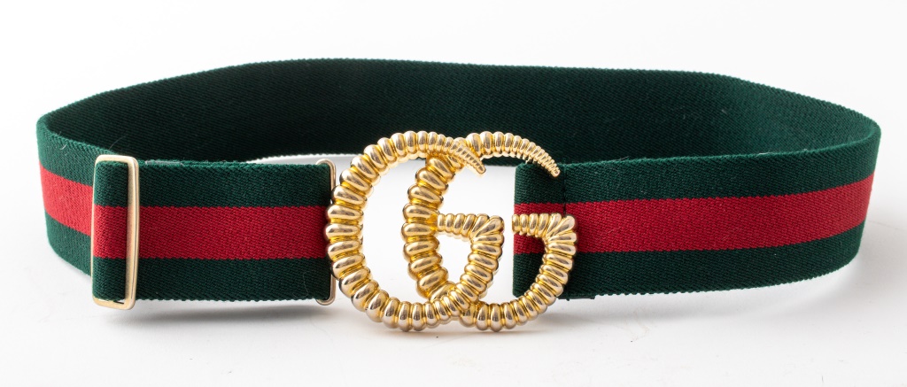 GUCCI GOLD-TONE METAL LOGO BUCKLE