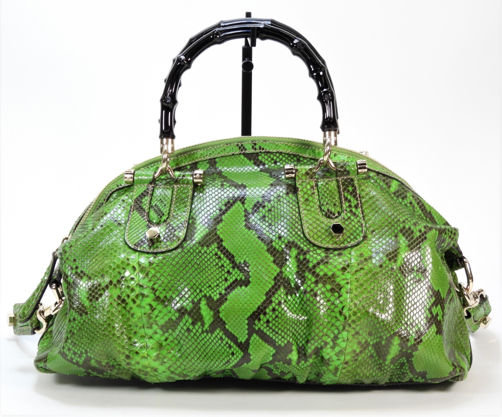 GUCCI GREEN SNAKESKIN BOWLING BAG