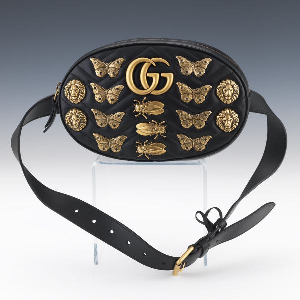 GUCCI LEATHER BELT BAG WITH INSECTS