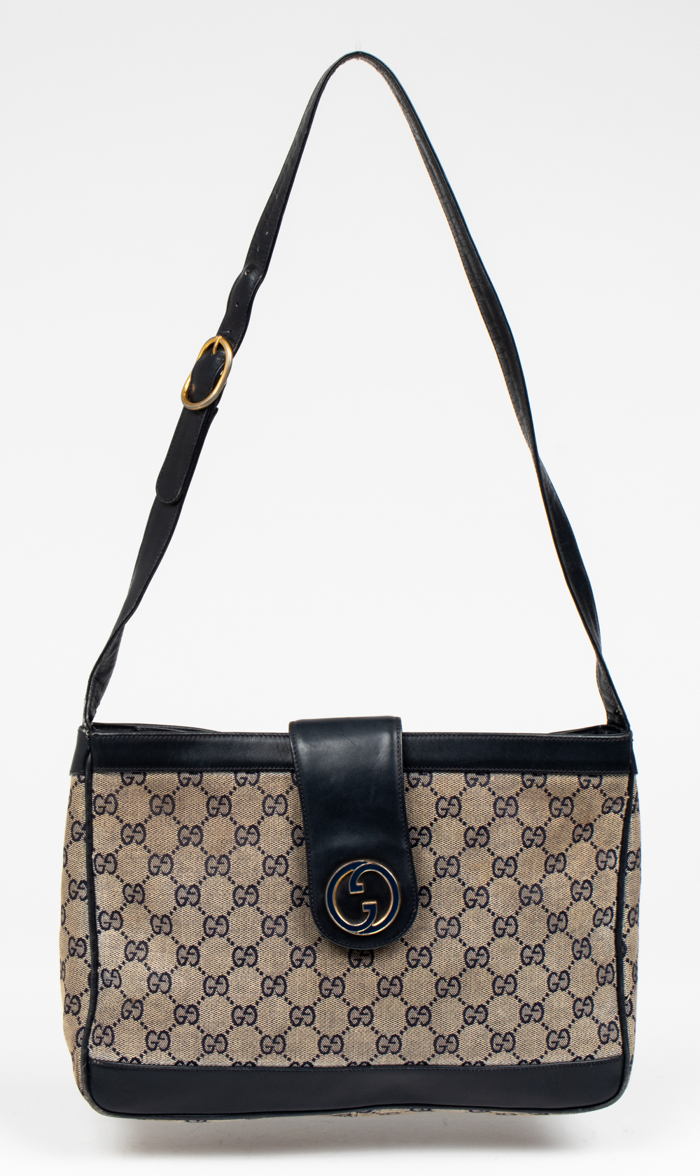 GUCCI NAVY BLUE LEATHER AND