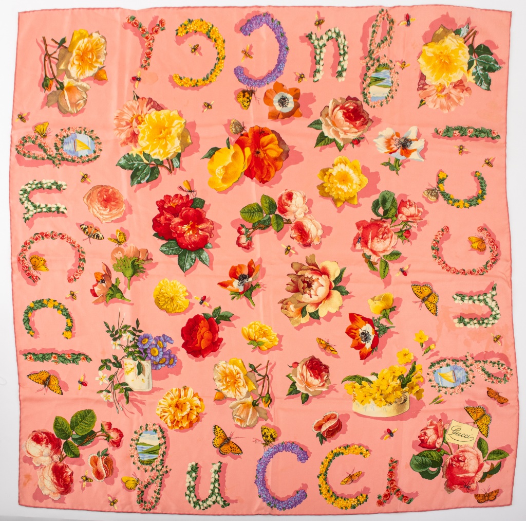 GUCCI PINK FLOWER & INSECT SILK