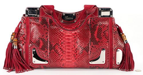 GUCCI RACE RED PYTHON PURSEGucci
