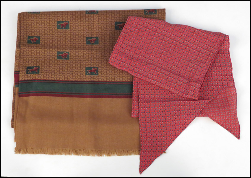 GUCCI RED SILK SCARF. Together with