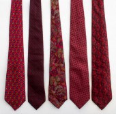 GUCCI RED SILK TIES, 5 Five Gu