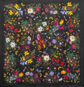 GUCCI SHEER SILK SHAWL WITH FL