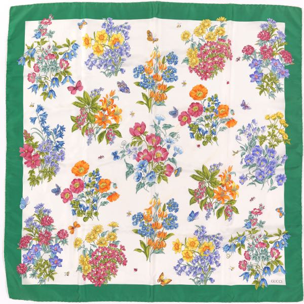 GUCCI SILK FLORAL SCARF  34" x 34"