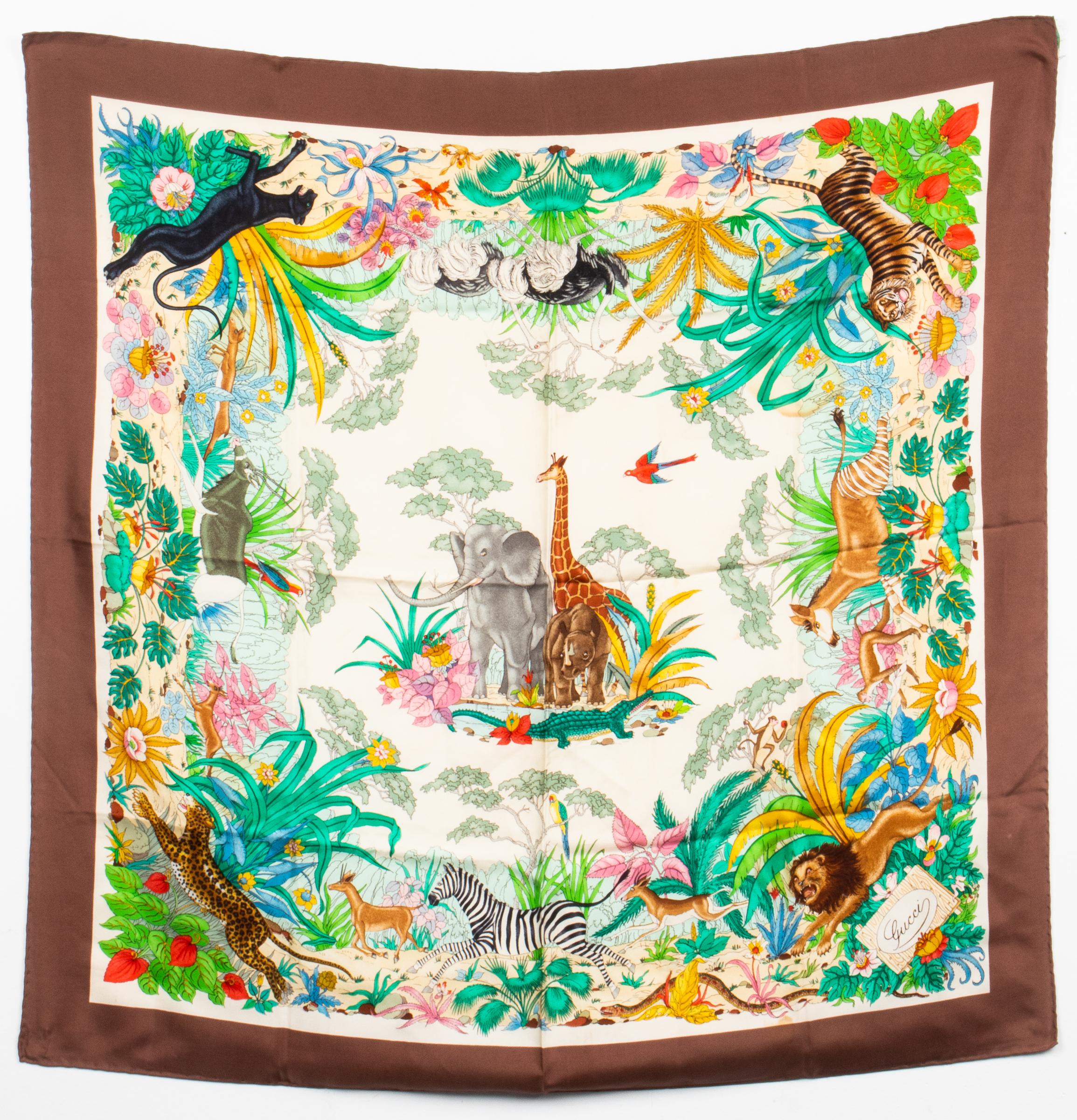 GUCCI SILK 'THE JUNGLE' SCARF