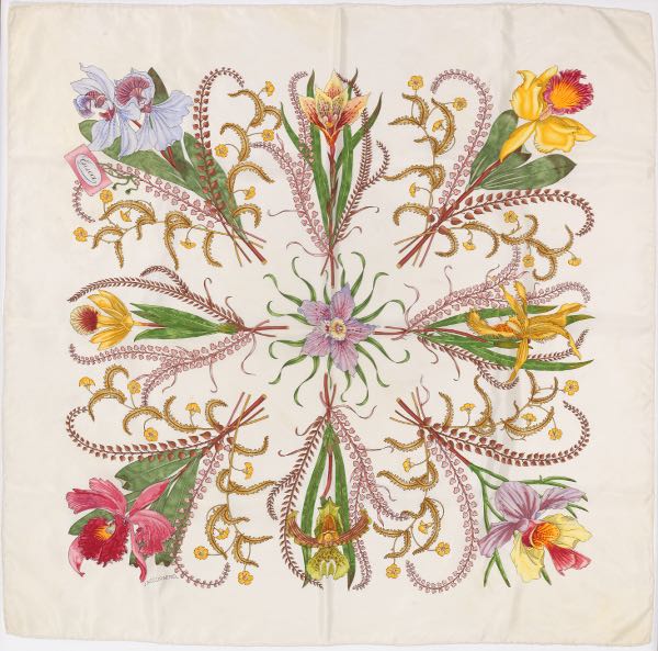 GUCCI SILK TWILL SCARF "ORCHIDS"
