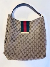 GUCCI WEB GG CANVAS HOBO BAG W