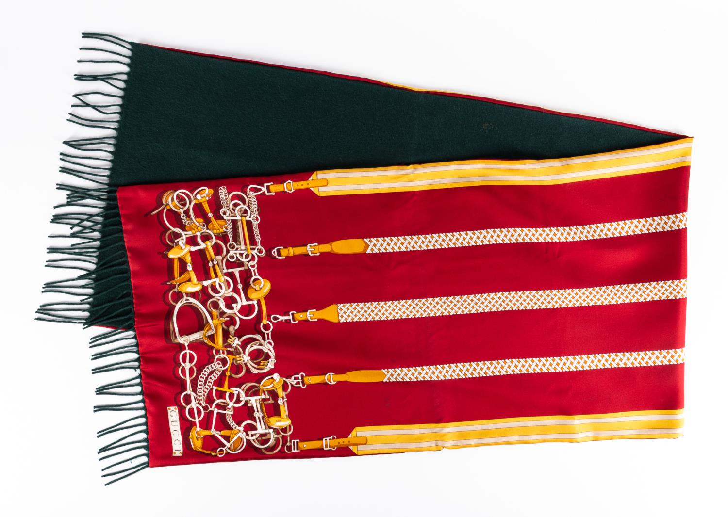GUCCI WOOL LINED RED & GOLD BELT