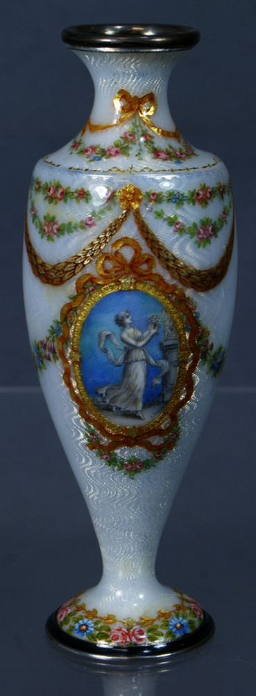 Guilloche enameled silver