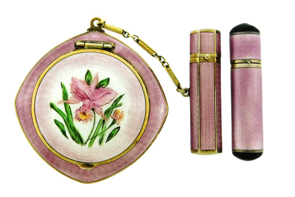 GUILLOCHE LAVENDER ENAMEL COMPACT