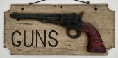 “GUNS” PAINTED WOODEN SIGN 20T
