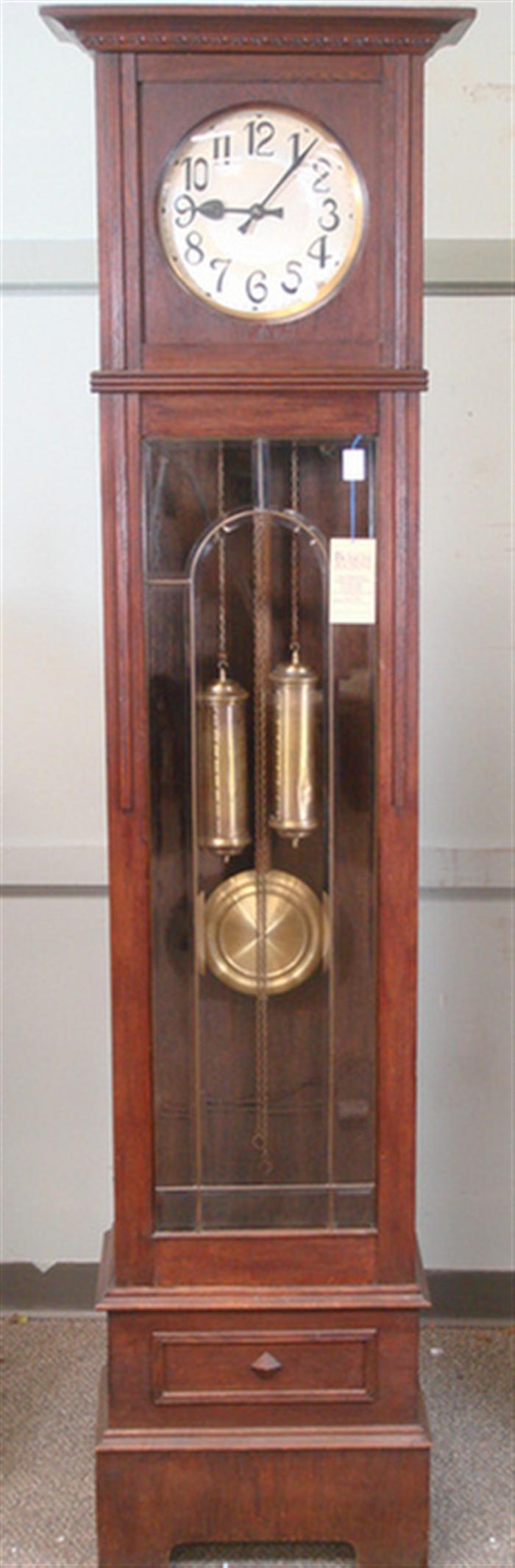 Gustav Becker oak tall clock,