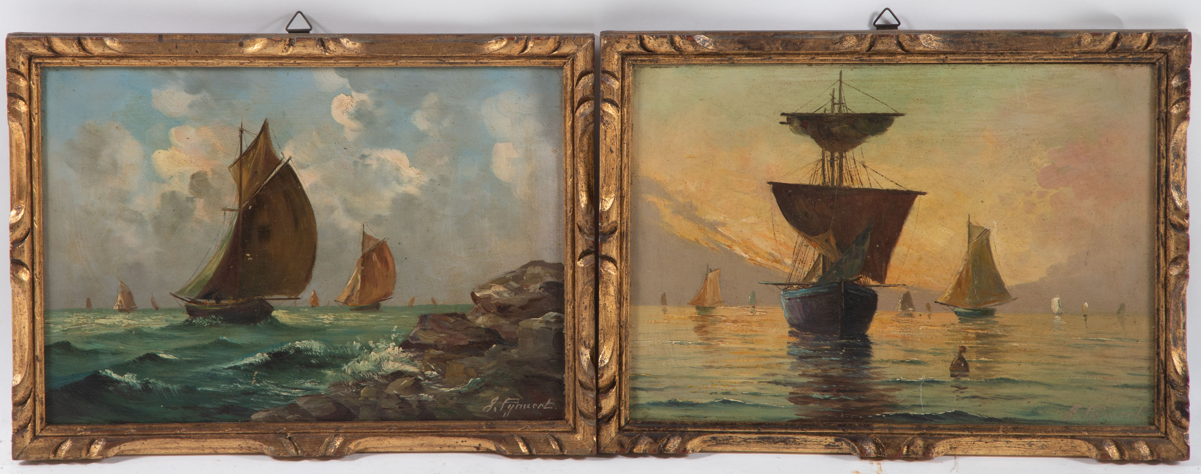 GUSTAV PYNAERT. PAIR OF MARINE