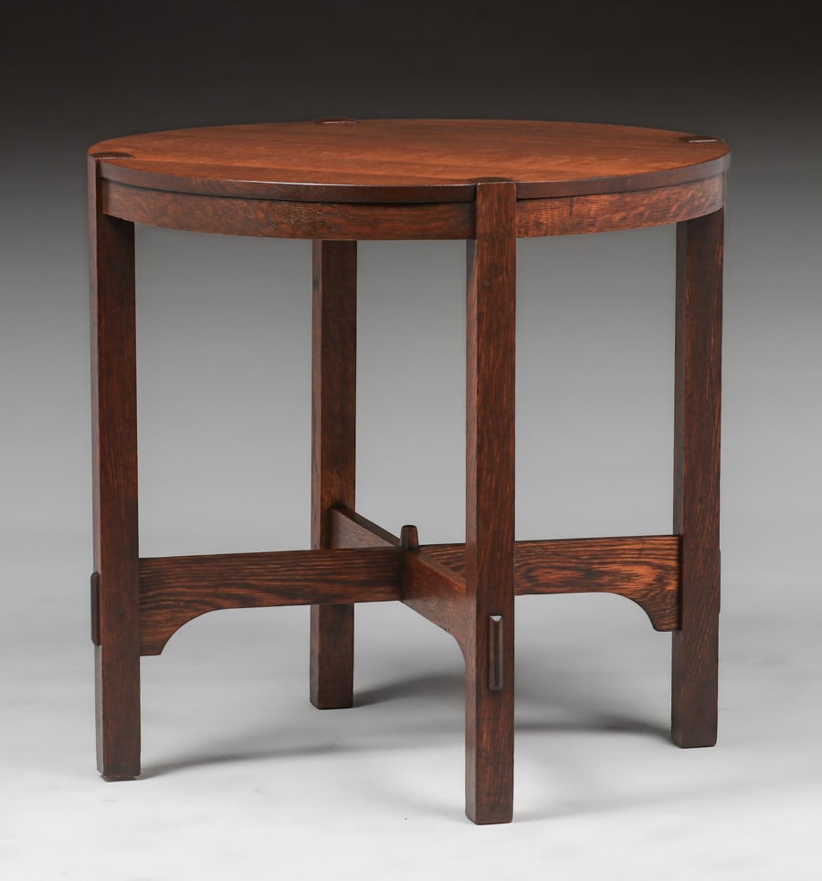 GUSTAV STICKLEY 30"D LAMP TABLE