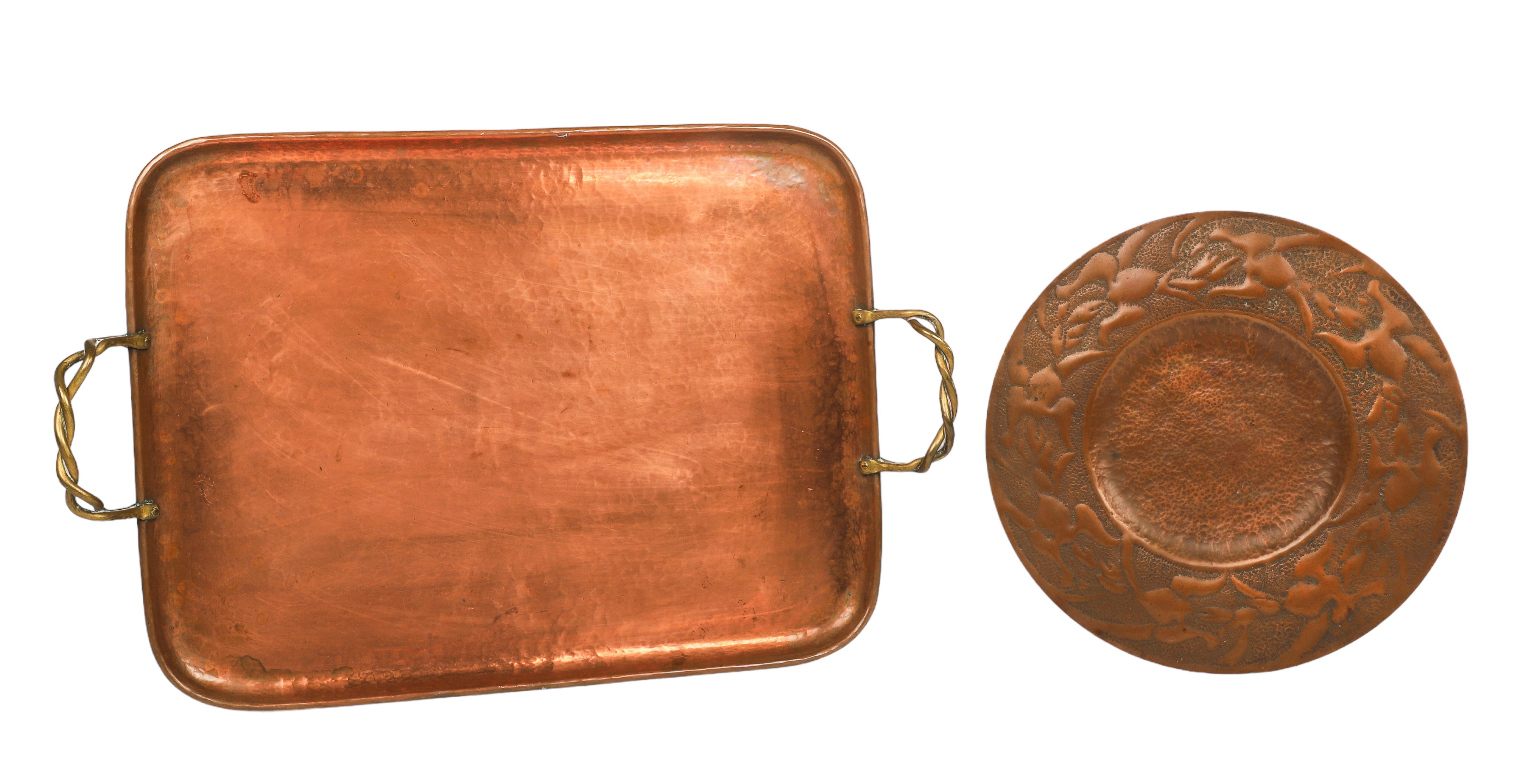 Gustav Stickley hammered copper